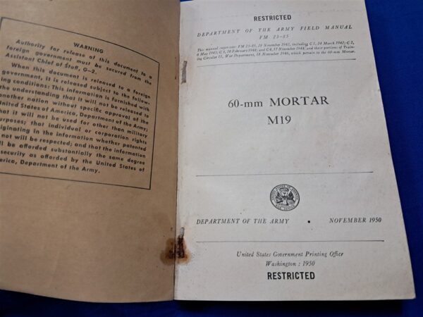 korean-war-1950-dated-field-manual-23-50-for-the-60-millimeter-mortar-system