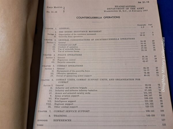 field-manual-31-16-counter-guerrilla-operations-vietnam-1963-dated-large-manual-excellent-advisor-period