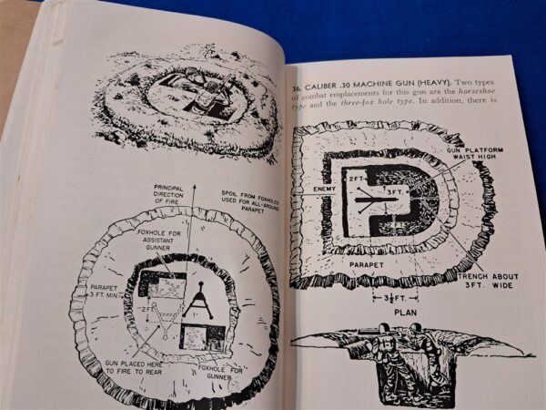 FM5-15 Field Fort 49. Condition excellent. Very nice manual covering the fortifications and shelters needed in the battlefield. Manual is thick and covers all the basics up to the advanced. Over 375 pages. Barbed wire obstacles to deep
