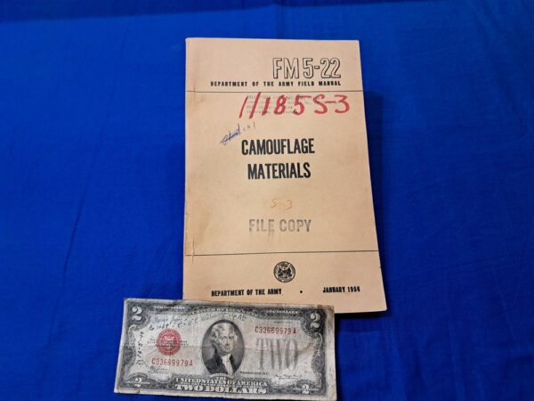 field-manual-5-22-1956 camo-materials-including-paint-samples-and-supplies-needed-large-thick-manual