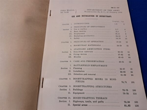 field-manual-1956-boobytraps-5-31-enemy-and-defense-full-diagrams-and-photos-how-to-build-original-not-reprint-180-pages