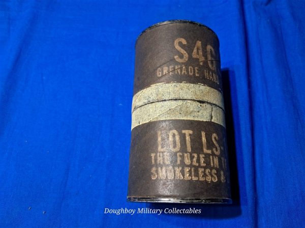 korean-war-1953-dated-practice-grenade-with-the-original-cannister-matching-near-mint-unissued-condition-inert