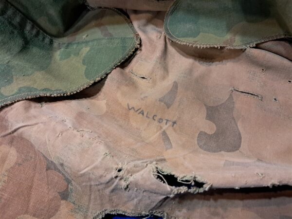 vietnam-1959-dated-camouflage-cover-with early pattern-cotton-construction-with-full-tag-some-holes-from-use-and-age