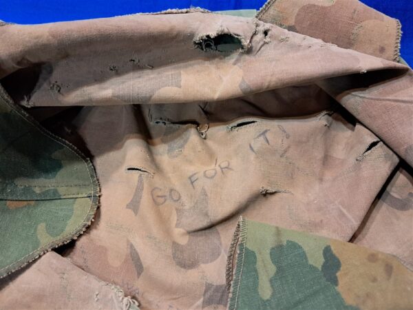 vietnam-1959-dated-camouflage-cover-with early pattern-cotton-construction-with-full-tag-some-holes-from-use-and-age