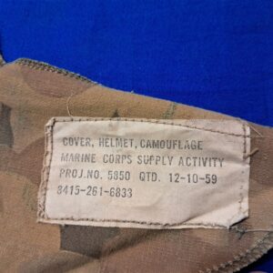 vietnam-1959-dated-camouflage-cover-with early pattern-cotton-construction-with-full-tag-some-holes-from-use-and-age