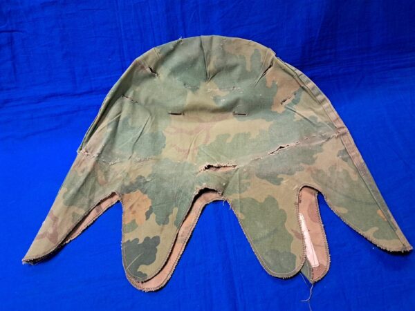 vietnam-1959-dated-camouflage-cover-with early pattern-cotton-construction-with-full-tag-some-holes-from-use-and-age
