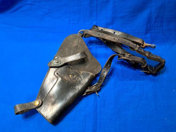 holster-shoulder-vietnam vietnam-war-era-leather-black-shoulder-holster-for-45-auto-pistol-colt-1911-nice-condition-with-1-repair