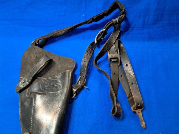 vietnam-war-era-leather-black-shoulder-holster-for-45-auto-pistol-colt-1911-nice-condition-with-1-repair