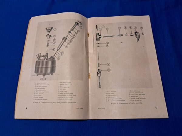 korean-war-camp-field-stove-m-1950-type-unissued-mint-condition-unused-original-paint-and-canister-with-technical-manual-1952-dated