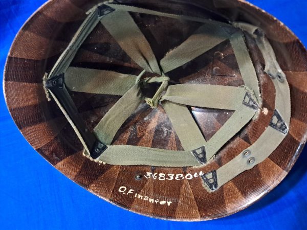 korean-war-era-opposing-forces-helmet-with-wooden-comb-original-war-training-games-1953-dated