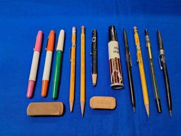 vietnam-war-pencil-set-to-fill-a-map-case-all-original-contents-pre-1969-markeers-erasures-and-pencils-with-pocket-clips