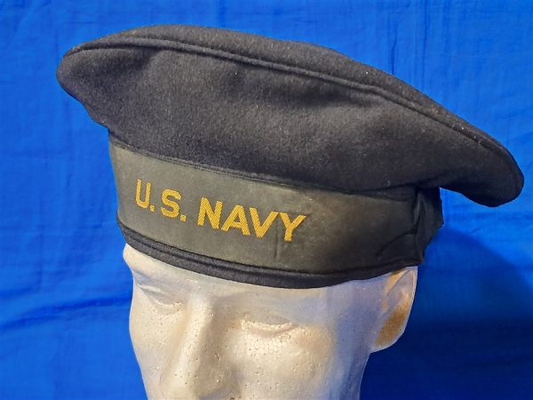 world-war-two-navy-cap-tally-pattern-enlisted-dark-blue-black-wool-large-size-7.5