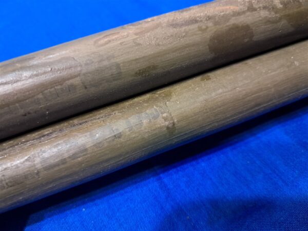 world-war-two-set-of-3-tent-pole-for-shelter-halfs-with-the-original-tie-guide-rope-1944-and-1945-dated mix