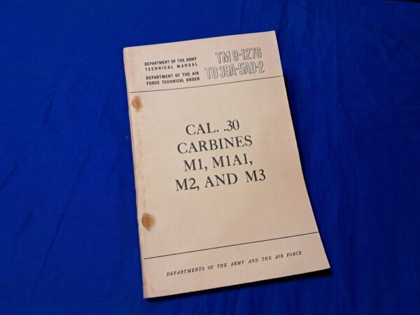 1953-dated-technical-manual-for-the-m-1-carbine-brek-down-and-repair-korean-war-printed-1276