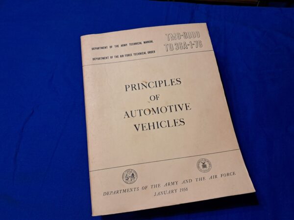 tm9-8000-automotive technical-manual-priciples-of-automotive-vehicles-1956-dated-auto-diagrams-photos-573-pages-soft-covered