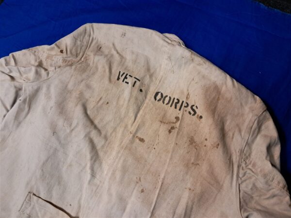 veternarian-corps-wwii-overalls world-war-two-vet-corp-uniform-overall-white-cotton-belonging-to-lieutenant-colonel-pacific-theater-bounton