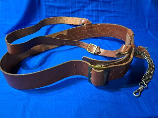 world-war-two-officers-dress-belt-leather-with-cross-strap-and-sword-hanger-shain-meyer-marked-very large-size