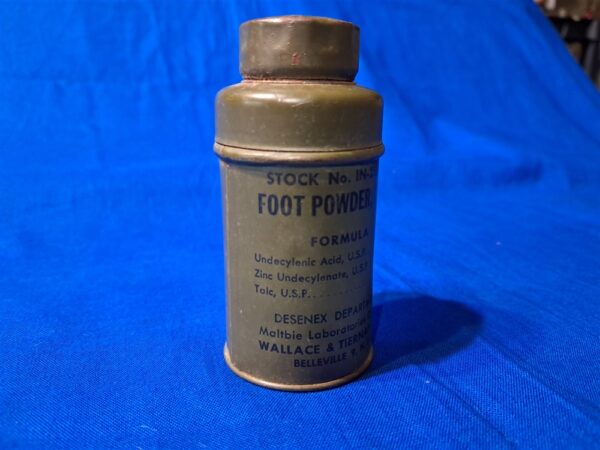 world-war-two-soldiers-field-small-foot-powder-can-for-confort-kits-o-d-green-excellent-condition