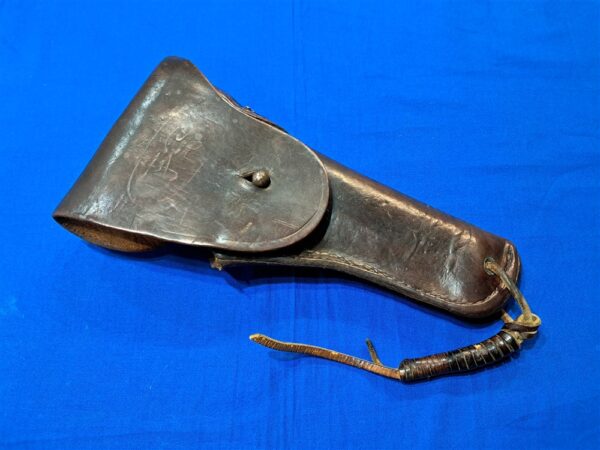 world-war-two-leather-m-1911-holster-1943-dated-with-thong-for-leg-excellent-used-condition
