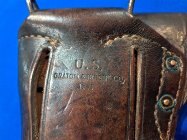 world-war-two-leather-m-1911-holster-1943-dated-with-thong-for-leg-excellent-used-condition