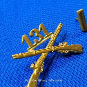 world-war-two-officers-collar-insignia-small-shirt-sized-matched-set-with-clutches-131st-infantry