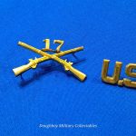 world-war-two-officers-collar-insignia-small-shirt-sized-matched-set-with-clutches-17th-infantry