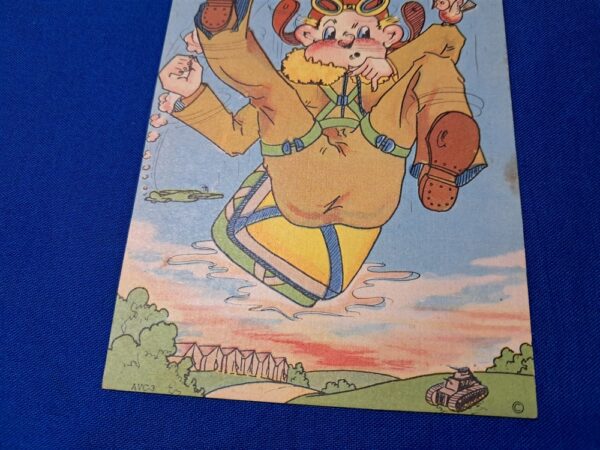 world-war-two-postcard-airborne-soldier-falling-through-the-clouds-told-to-pull-the-string-in-color