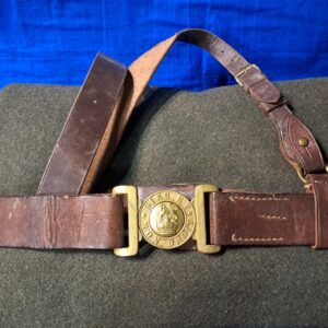 world-war-one-british-service-belt-general-leather-with-cross-strap-excellent-condition-cast-brass-king-crown