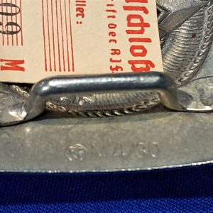 german-world-war-two-hitler-youth-belt-face-steel-construction-with-silvered-finish-not-painted-rzm-maker-code-4-30-berg-nolte-mint-in-wrapper-with-tag