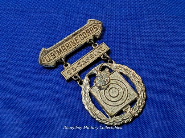 world-war-two-sterling-united-states-marines-shooting-qual-qualification-badge-for-carbine-rifle-sharpshooter-rating