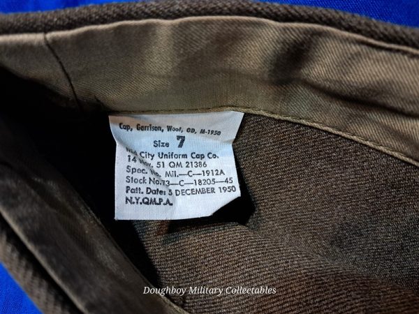 korean-war-1950-dated-cap-for-enlisted-engineer-dress-green-uniform-mint-condiiton