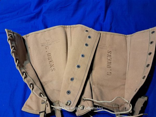 world-war-two-marine-corps-leggings-khacki-1942-dated-size-4-large-near-mint-unissued-condition