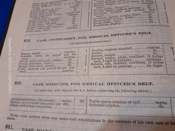 world-war-one-medical-manual-for-the-medic-department-1916-dated-400-pages-lists-kits-belts-and-chests