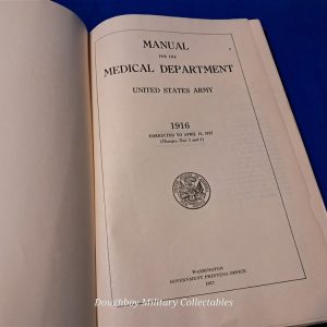 world-war-one-medical-manual-for-the-medic-department-1916-dated-400-pages-lists-kits-belts-and-chests