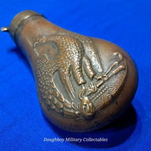 civil-war-era-or-earlier-small=pocket-pistol-powder-flask-copper-and-brass-excellent-no-damage-condition