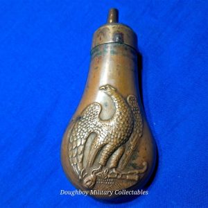 civil-war-era-or-earlier-small=pocket-pistol-powder-flask-copper-and-brass-excellent-no-damage-condition