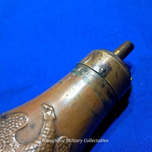 civil-war-era-or-earlier-small=pocket-pistol-powder-flask-copper-and-brass-excellent-no-damage-condition