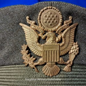 world-war-two-visor-hat-officers-model-with-eagle-and-braid-excellent-condition-green-olive-drab-wool