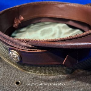 world-war-two-visor-hat-officers-model-with-eagle-and-braid-excellent-condition-green-olive-drab-wool