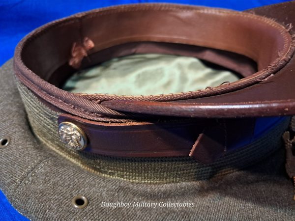 world-war-two-visor-hat-officers-model-with-eagle-and-braid-excellent-condition-green-olive-drab-wool