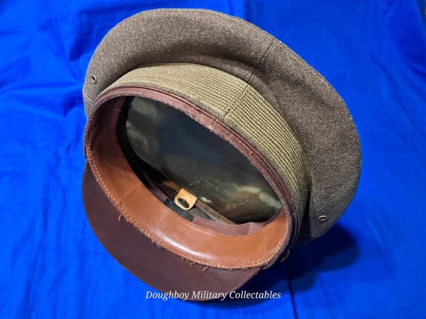 world-war-two-visor-hat-officers-model-with-eagle-and-braid-excellent-condition-green-olive-drab-wool