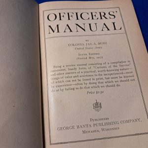world-war-one-manual-for-officers-written-by-moss-over-6oo-pages-hard-cover