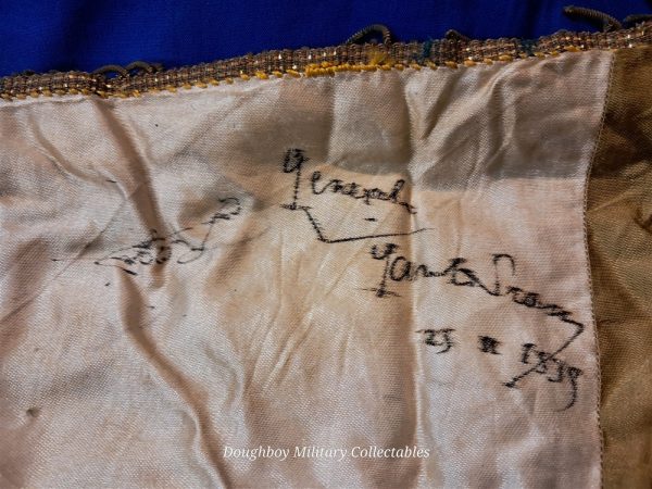 world-war-one-france-commune-chaon-village-veterans-pennant-with-generals-signature-on-back-embroidered-adrian-helmet-bullion-trim-flag