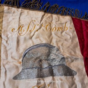 world-war-one-france-commune-chaon-village-veterans-pennant-with-generals-signature-on-back-embroidered-adrian-helmet-bullion-trim-flag