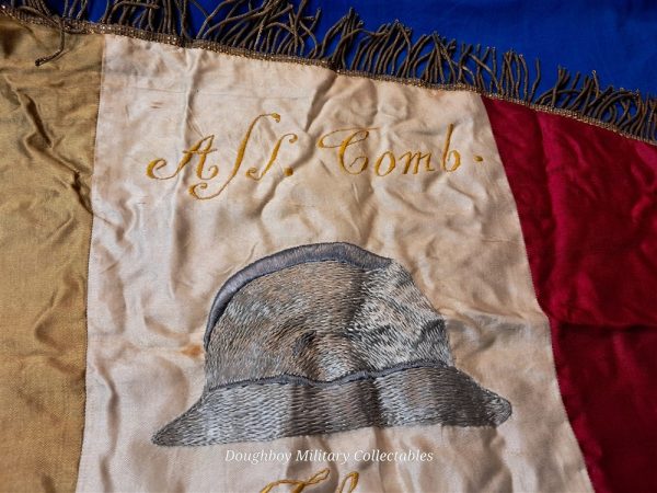 world-war-one-france-commune-chaon-village-veterans-pennant-with-generals-signature-on-back-embroidered-adrian-helmet-bullion-trim-flag