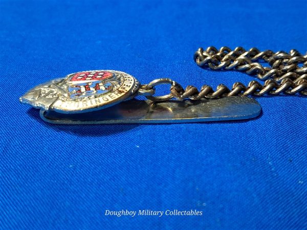 german-world-war-two-fireman-school-whistle-chain-mount-for-uniform-instructror-with- enamel-city-name