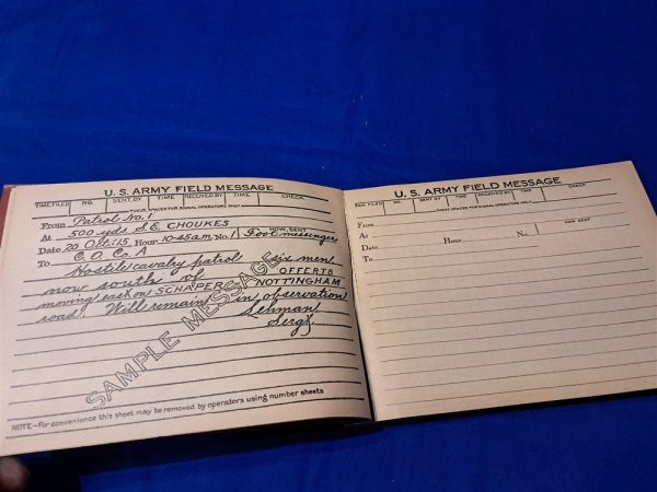 world-war-one-message-booklet-field-use-hard-cover-for-phones-and-telegraph-with-graph-paper-sketch-on-back-1917-dated-17
