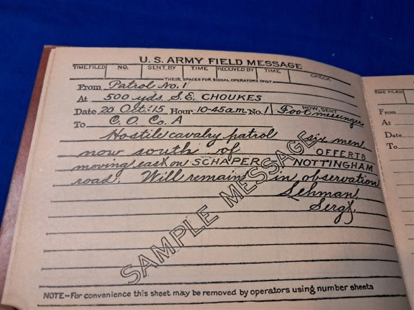 world-war-one-message-booklet-field-use-hard-cover-for-phones-and-telegraph-with-graph-paper-sketch-on-back-1917-dated-17