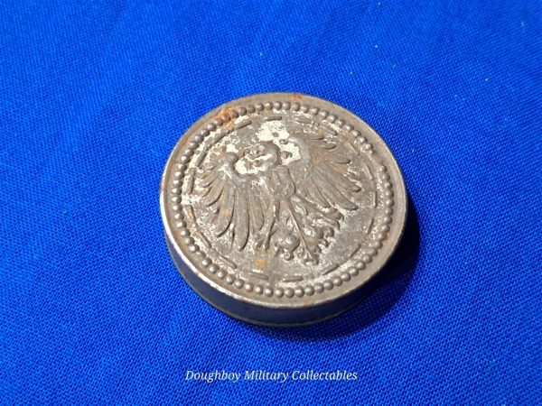 prussian-tin-container world-war-one-prussian-small-tin-container-for-pills-and-other-items-with-eagle-embossed-lid