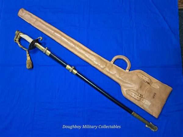 navy-officers-sword world-war-two-naval-officers-sword-saber-named-pre-war-pattern-hilborne-hamburg-viking-brand-with-original-carrier